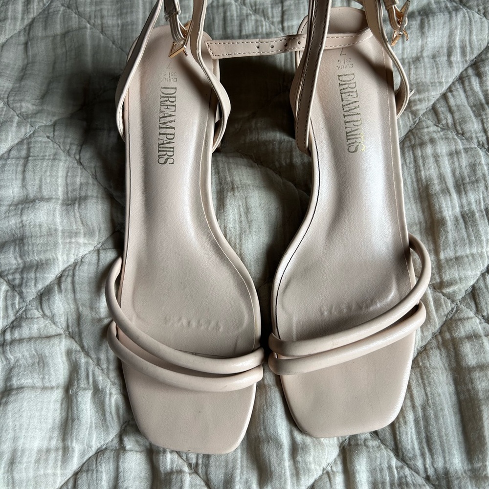 Dream Pairs Blush Nude Double-Strap Block Heel Sandals